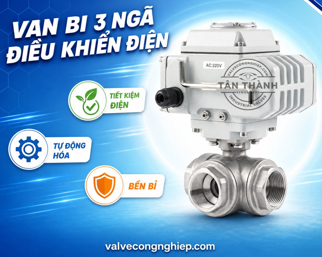 Van bi 3 ngã điều khiển điện là gì? Cấu tạo van bi 3 ngã điều khiển điện